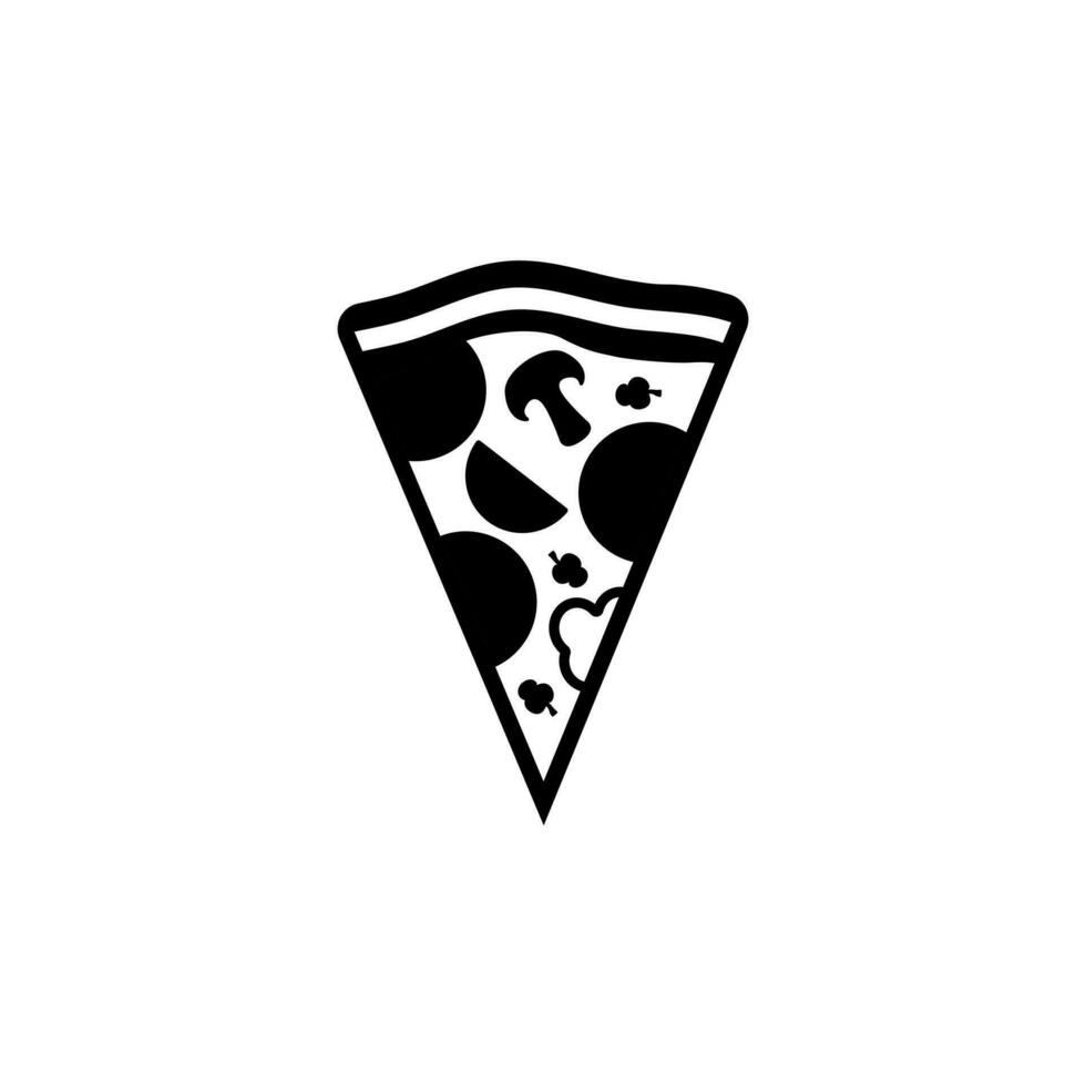 Pizza Scheibe Linie Symbol. Pizza eben Linie Symbol. Pizza Scheibe mit Peperoni eben Symbol zum Apps und Webseiten. Vektor dünn Zeichen von Italienisch schnell Essen Cafe Logo. Pizzeria Illustration.