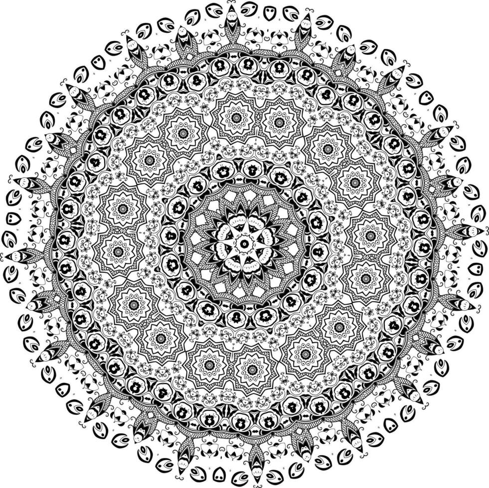 schwarz und Weiß Ornament runden Spitze mit Damast vektor
