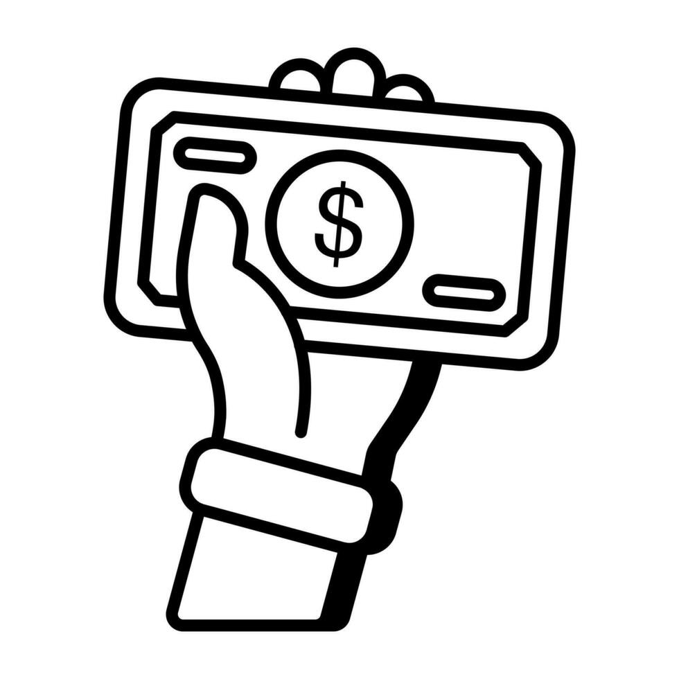 hand ger pengar ikon i linjär design vektor