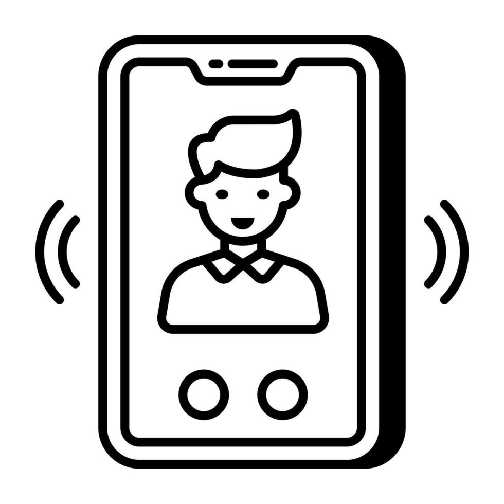 ein einzigartig Design Symbol von Handy, Mobiltelefon Video Anruf vektor