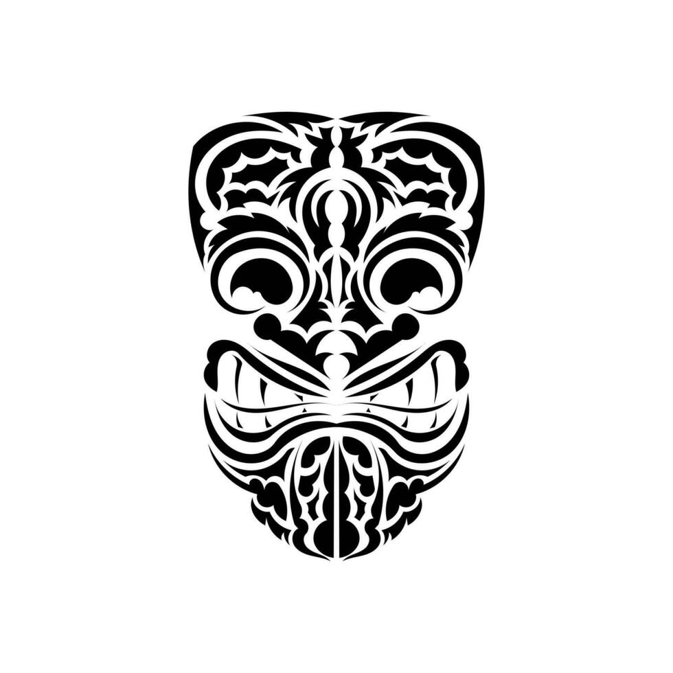 stam- mask. traditionell totem symbol. svart prydnad. vektor illustration isolerat på vit bakgrund.