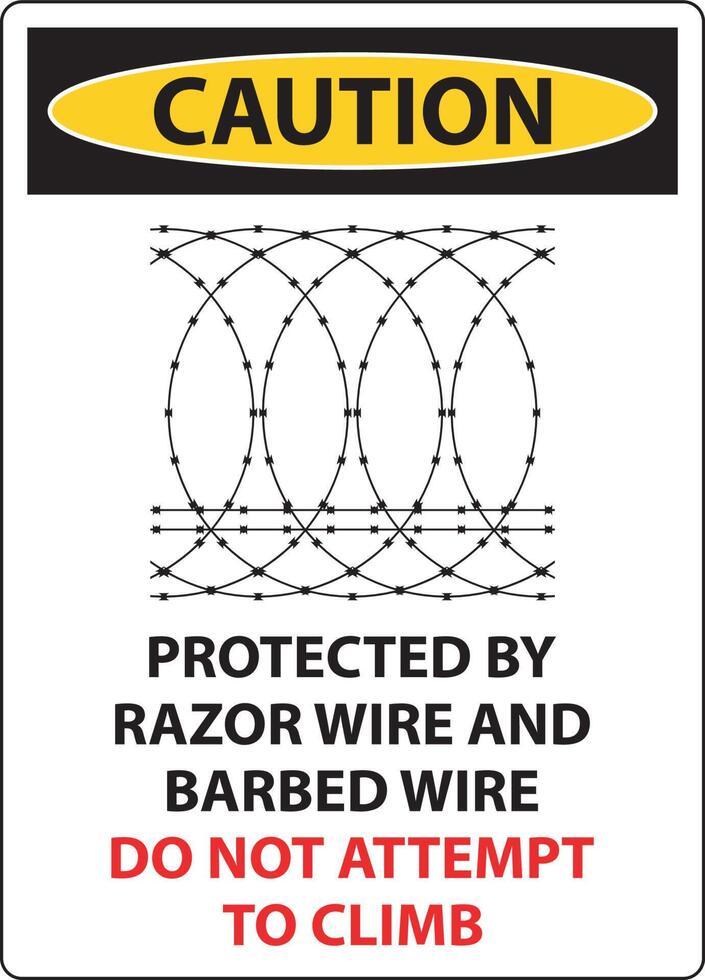 varning skyddade förbi rakapparat tråd och hullingförsedda tråd, do inte klättra tecken vektor