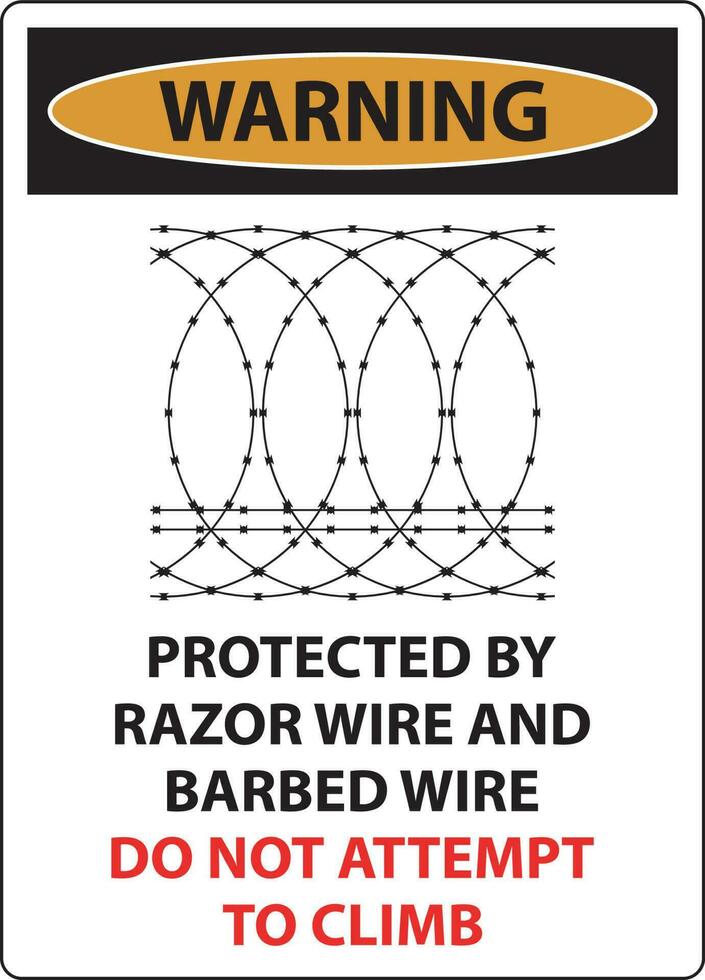 varning skyddade förbi rakapparat tråd och hullingförsedda tråd, do inte klättra tecken vektor