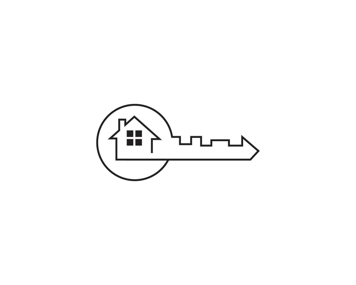 abstrakt Schlüssel Haus echt Nachlass Logo Symbol Design mit Fenster Vektor Konzept Illustration.