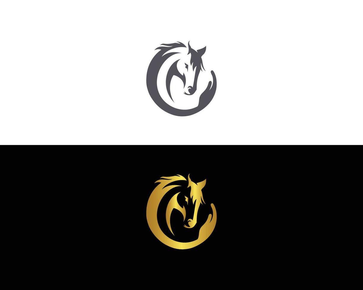 Pferd Gesicht Logo Symbol Design Emblem Vorlage Maskottchen Hand Symbol Vektor Jahrgang Element.