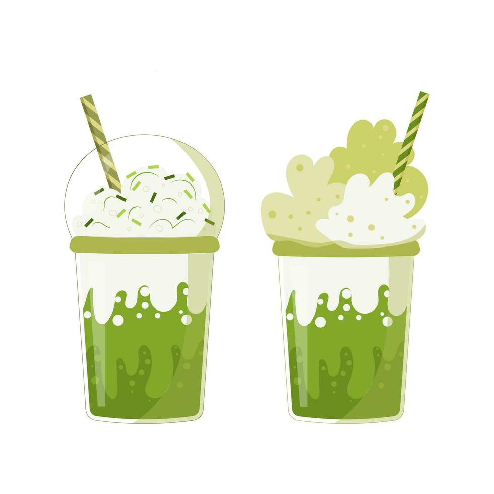 Matcha Latté Grün Tee, Karikatur isoliert Vektor Illustration