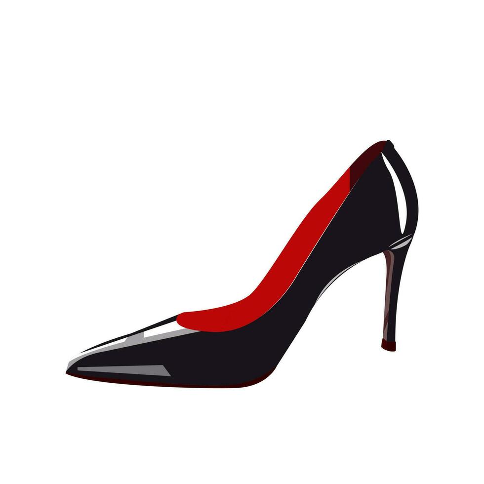 kvinnor s hög häl svart sko isolerat på vit bakgrund vektor