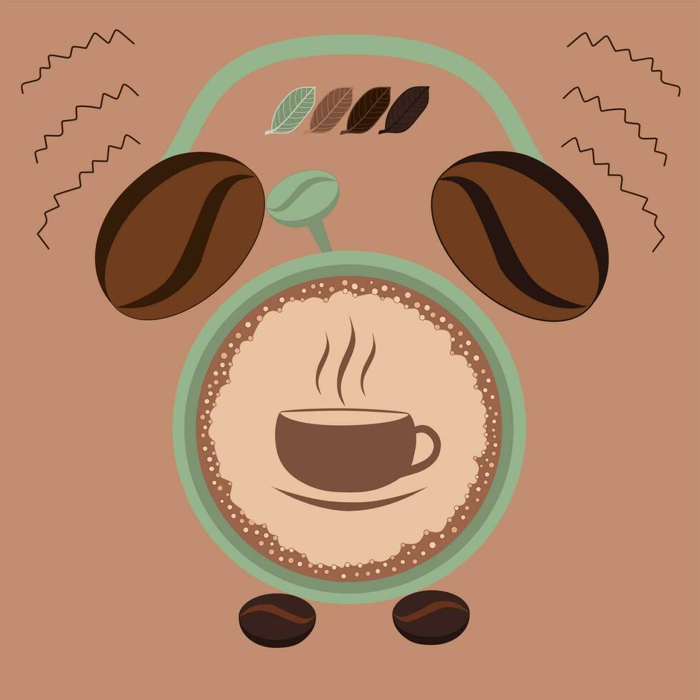 Kaffee Zeit Symbol. Kaffee mit Zeit, Kaffee mit das Uhr Symbol. vektor