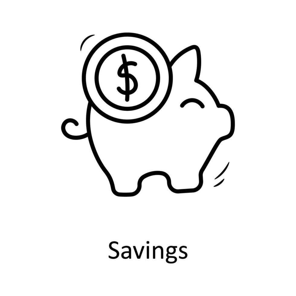 Ersparnisse Vektor Gliederung Symbol Design Illustration. Geschäft Symbol auf Weiß Hintergrund eps 10 Datei
