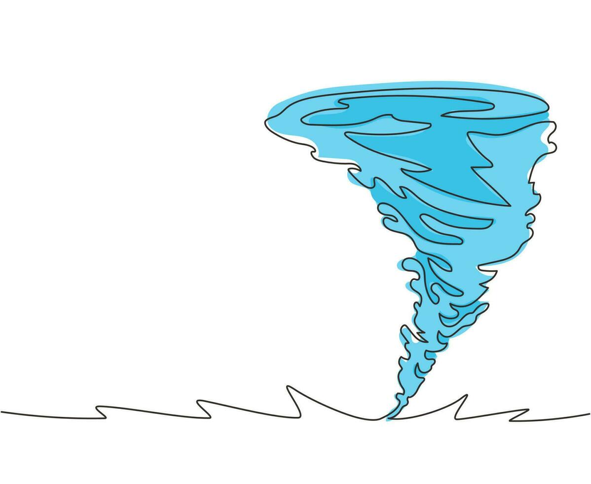 enda en rad teckning stänk av vatten virvel och vriden form. vatten virvlande bild isolerade. tornado av vatten. roterande twister. modern kontinuerlig linje rita design grafisk vektorillustration vektor