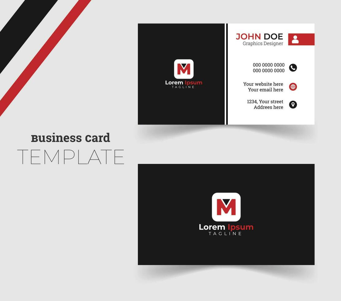einfach, minimalistisch und Fachmann Geschäft Karte Vorlage im schwarz und rot Farbe vektor