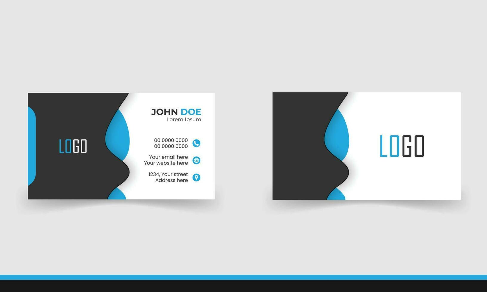 einfach minimalistisch und modern Geschäft Karte Vorlage im Blau und schwarz Farbe. vektor