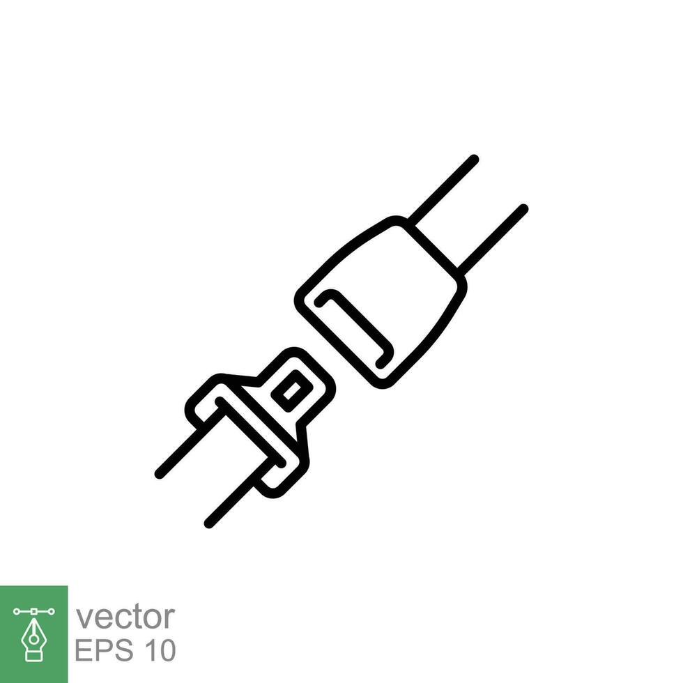 sittplats bälte ikon. enkel översikt stil. säkerhetsbälte, bil, plan, fästa, spänne, kör, säkerhet begrepp. tunn linje symbol. vektor symbol illustration isolerat på vit bakgrund. eps 10.