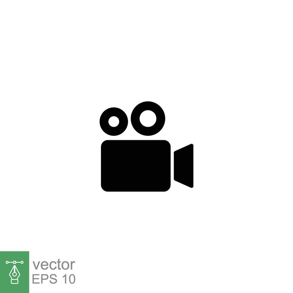 video inspelare ikon. enkel fast stil. kamera, skjuta, fånga, videokamera, videography begrepp. svart silhuett, glyf symbol. vektor symbol illustration isolerat på vit bakgrund. eps 10.