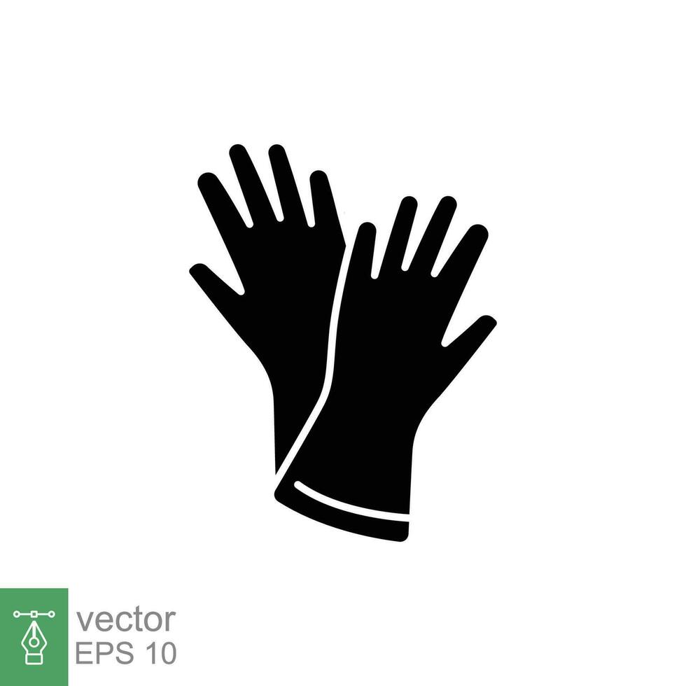 Latex Hand Handschuhe Symbol. einfach solide Stil. medizinisch, Reinigung, Gummi, der Chirurg, Sicherheit Konzept. schwarz Silhouette, Glyphe Symbol. Vektor Symbol Illustration isoliert auf Weiß Hintergrund. eps 10.