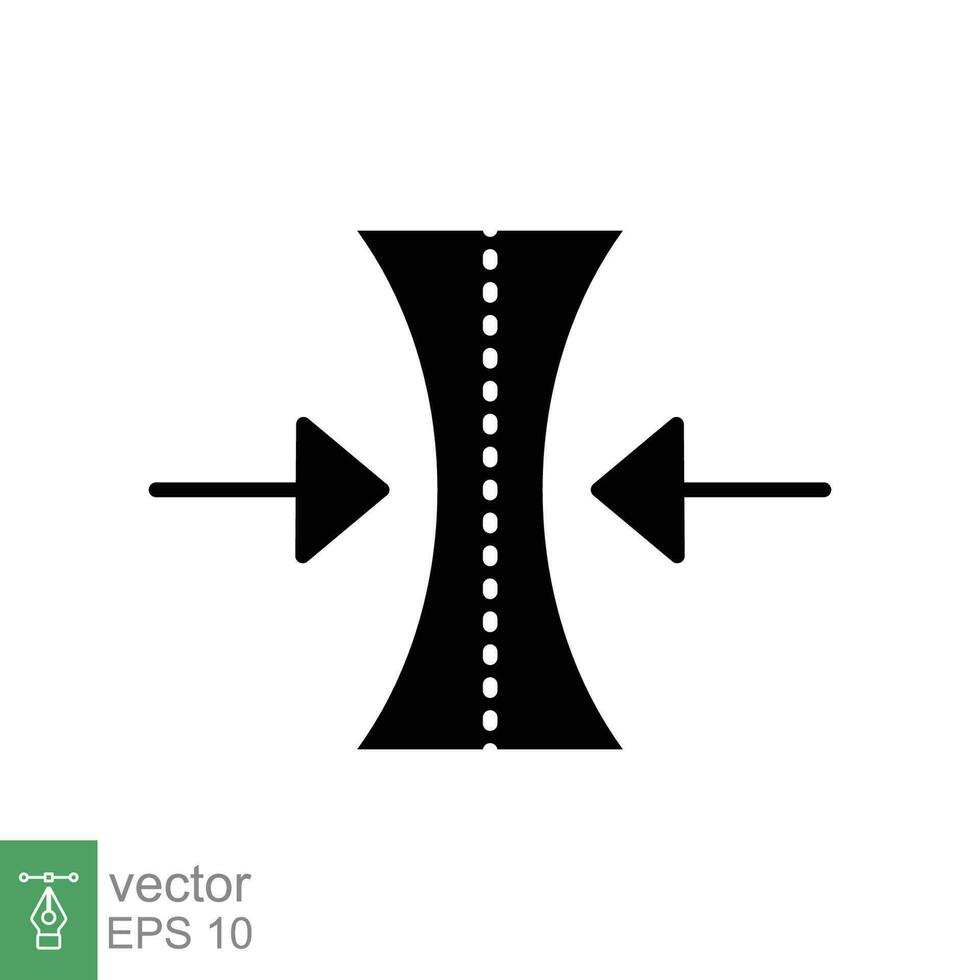 elastisk material ikon. enkel fast stil. mjuk, elasticitet eller flexibilitet, flexibel tryck begrepp. svart silhuett, glyf symbol. vektor symbol illustration isolerat på vit bakgrund. eps 10.