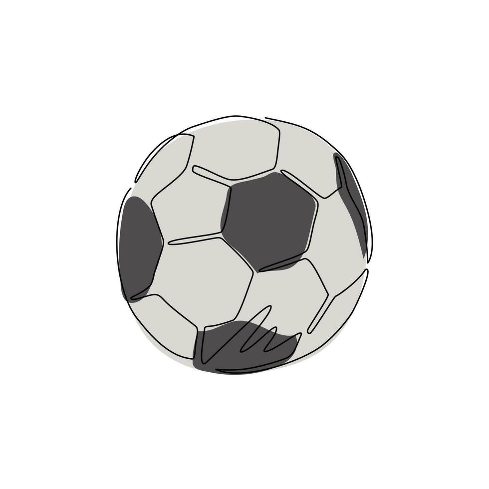 kontinuerlig en rad ritning fotbollsspel ikon. boll symbol. sport tecken, emblem isolerad på vit bakgrund. platt stil för webbplatsapp, logotyp. enda rad rita design vektorgrafisk illustration vektor