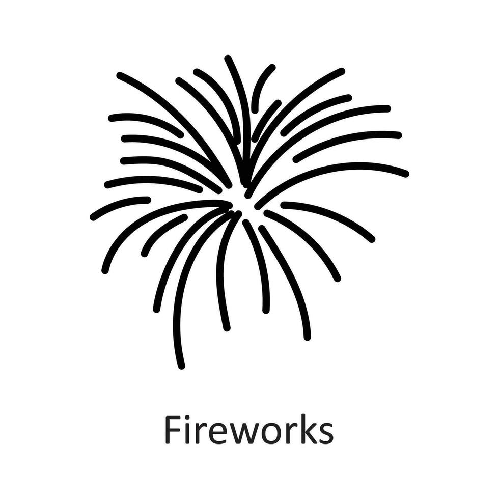 Feuerwerk Vektor Gliederung Symbol Design Illustration. Neu Jahr Symbol auf Weiß Hintergrund eps 10 Datei