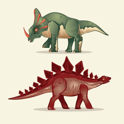 Set av Dinosaur. Stegosaurus och Styracosaurus vektor