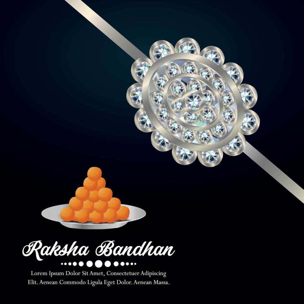 glückliche Raksha Bandhan Einladung Silber Kristall Rakhi mit Süßigkeiten vektor