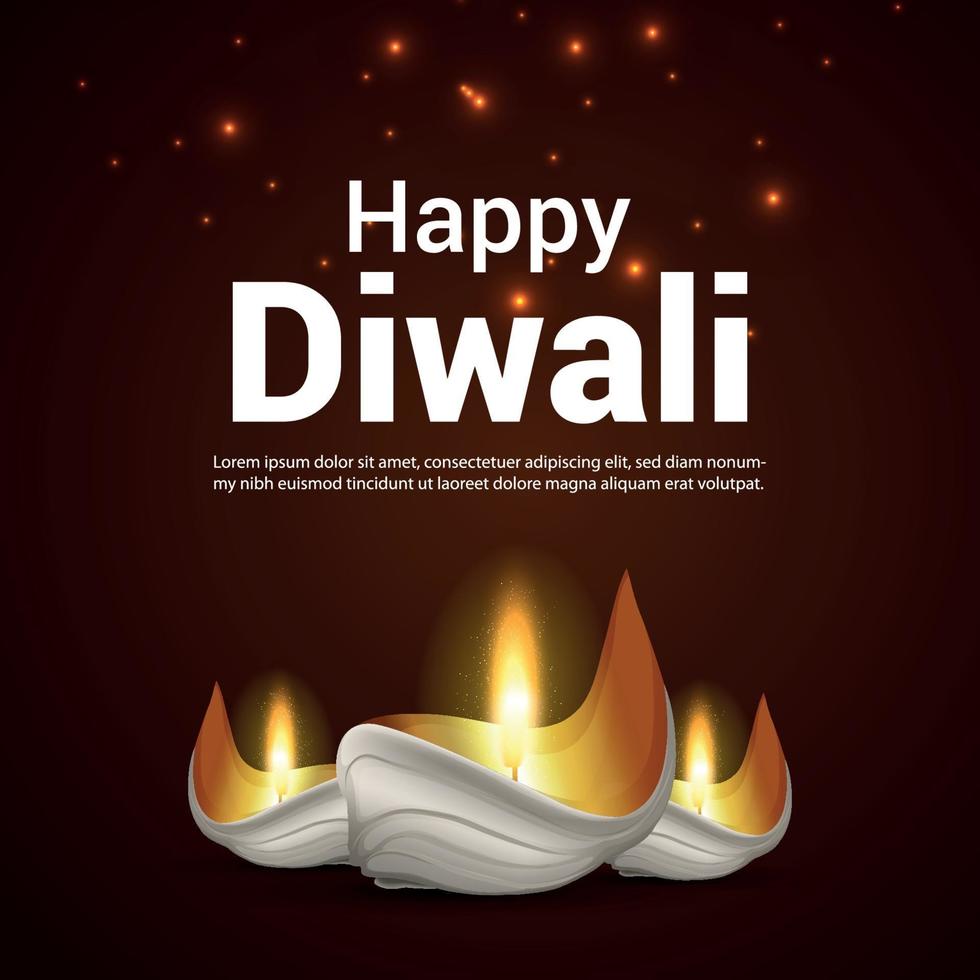 vektor illustration av lycklig diwali firande gratulationskort med diwali diya