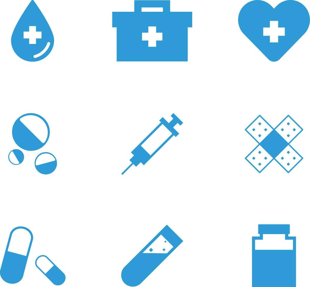 medicinsk ikon uppsättning vektor illustration. medicinsk ikon för design handla om medicin och först hjälpa. medicinsk grafisk Resurser för sjukhus, apotek, laboratorium och klinik. vektor packa av först hjälpa symbol uppsättning