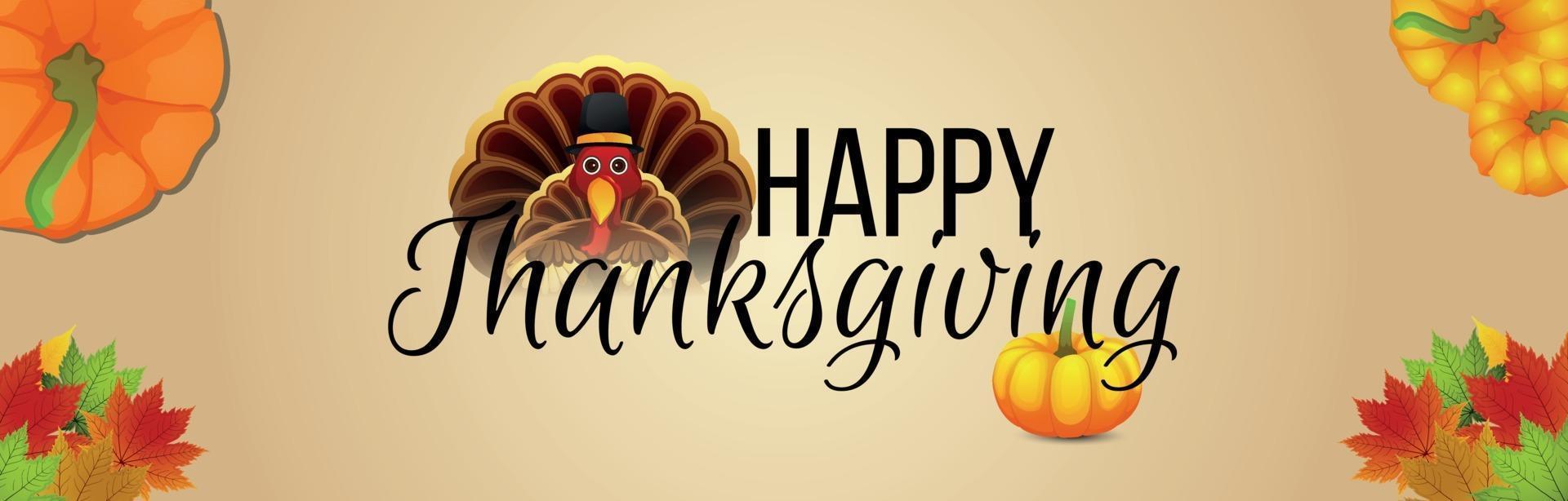 Thanksgiving inbjudan banner med kreativa kalkon fågel och pumpa vektor