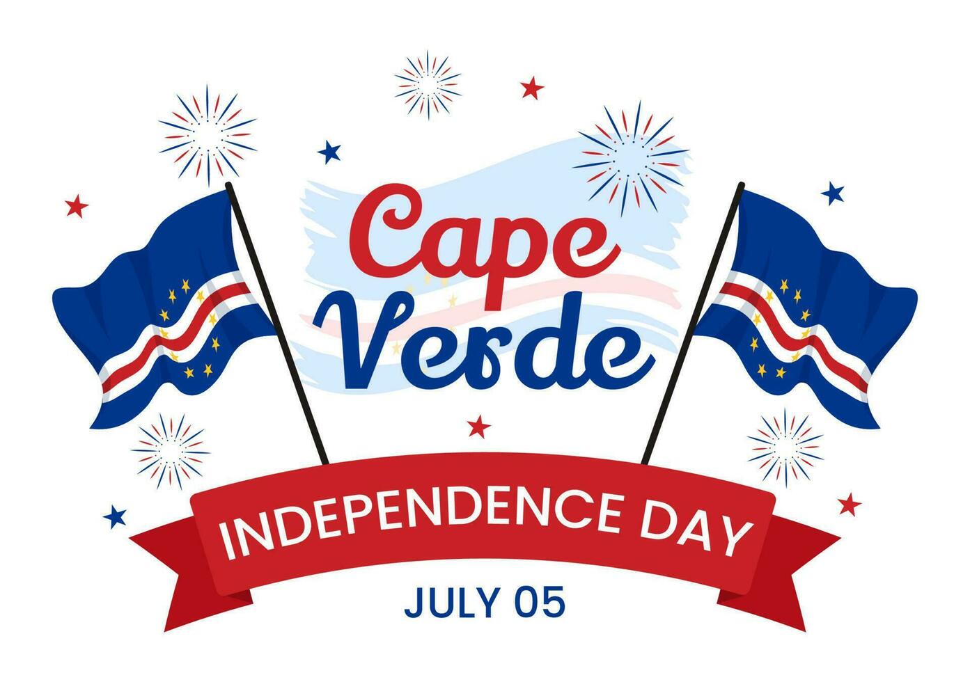 glücklich Kap verde Unabhängigkeit Tag Vektor Illustration mit winken Flagge im glücklich Urlaub auf Juli 5 eben Karikatur Hand gezeichnet Landung Seite Vorlagen