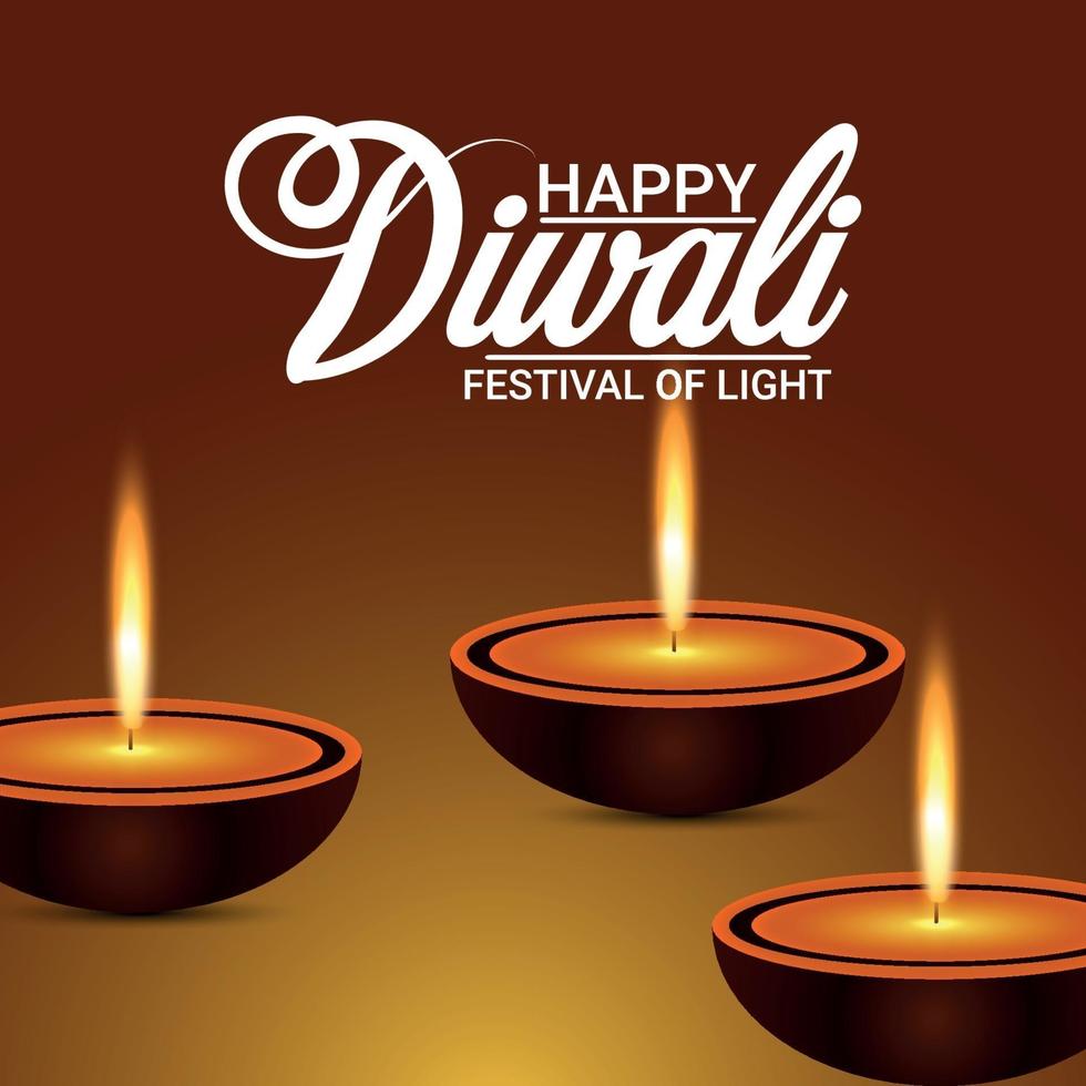 glückliche diwali Feiergrußkarte mit Vektorillustration von diwali diya vektor