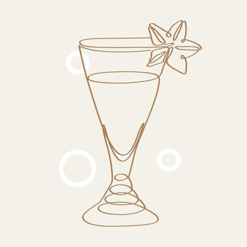 kontinuerlig ett linje teckning av sommar cocktail drycker. bar och restaurang begrepp minimalistisk, vektor illustration.