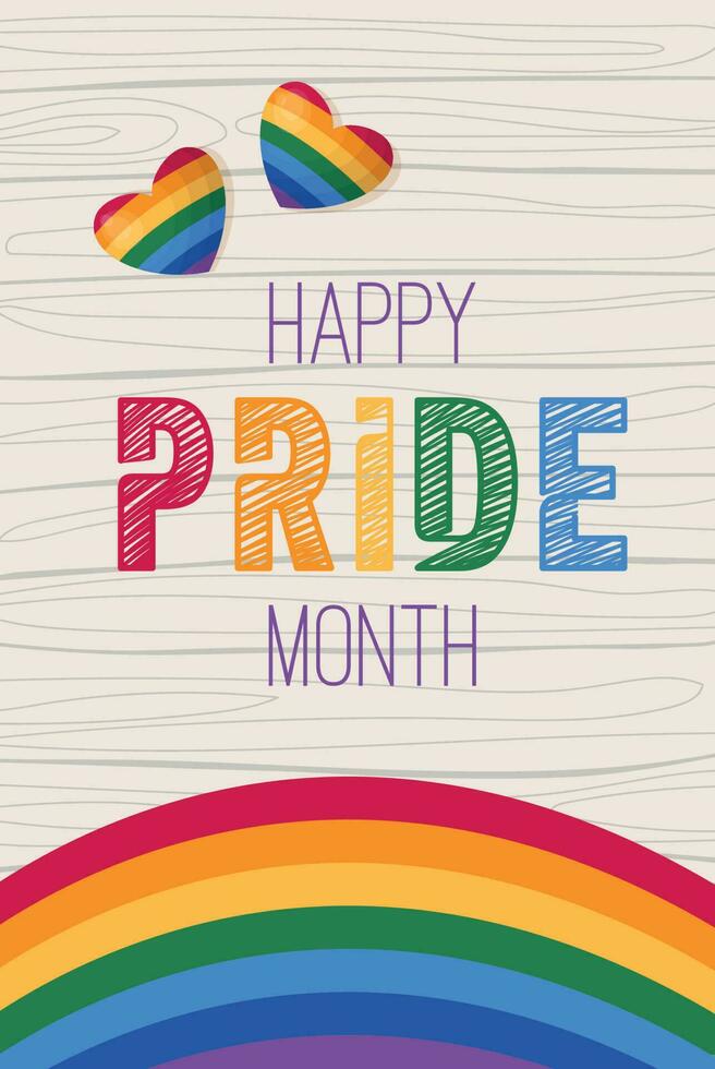 stolthet månad HBTQ vertikal baner mall. frihet regnbåge flagga med hjärtan isolerat. Gay parad årlig sommar händelse. Lycklig stolthet månad baner. vektor baner för Gay stolthet månad