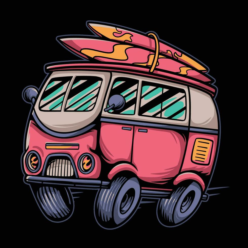 van Auto Surfen Illustration vektor