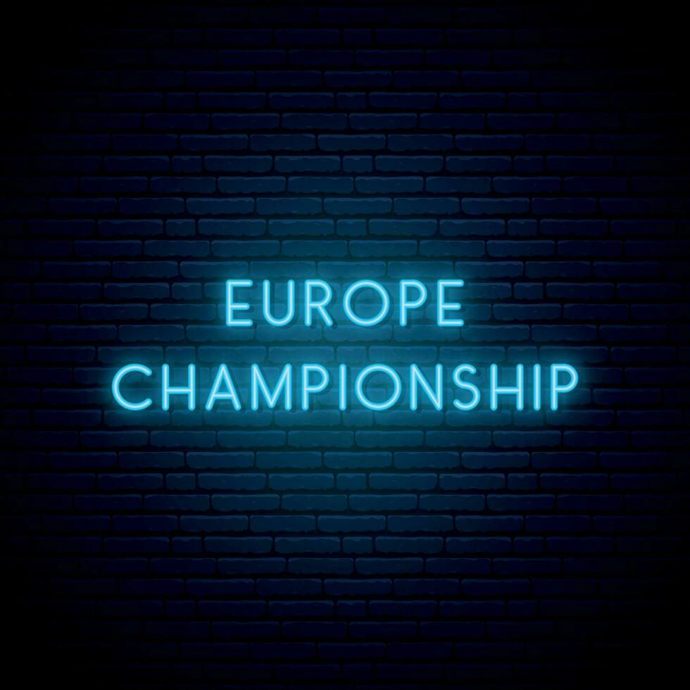 Europa mästerskap blå neon tecken. vektor