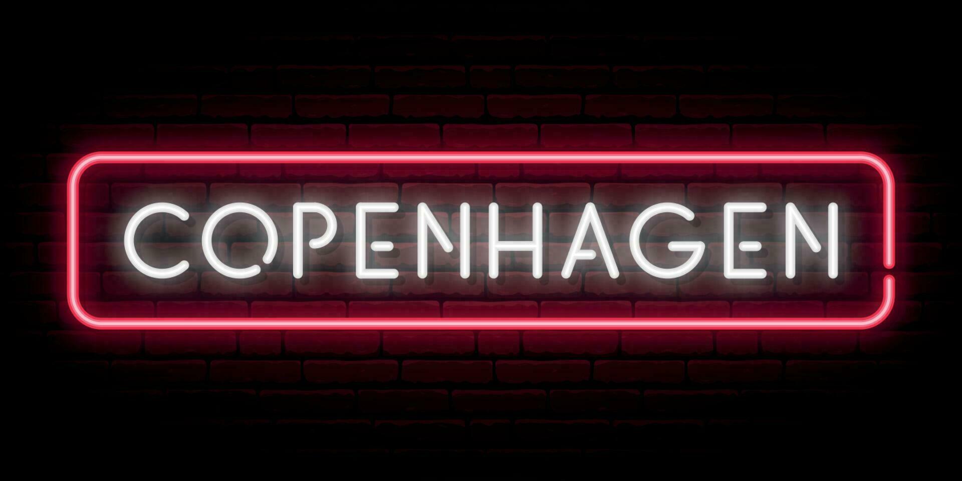 Kopenhagen Neon- unterzeichnen. hell Licht Schild. vektor