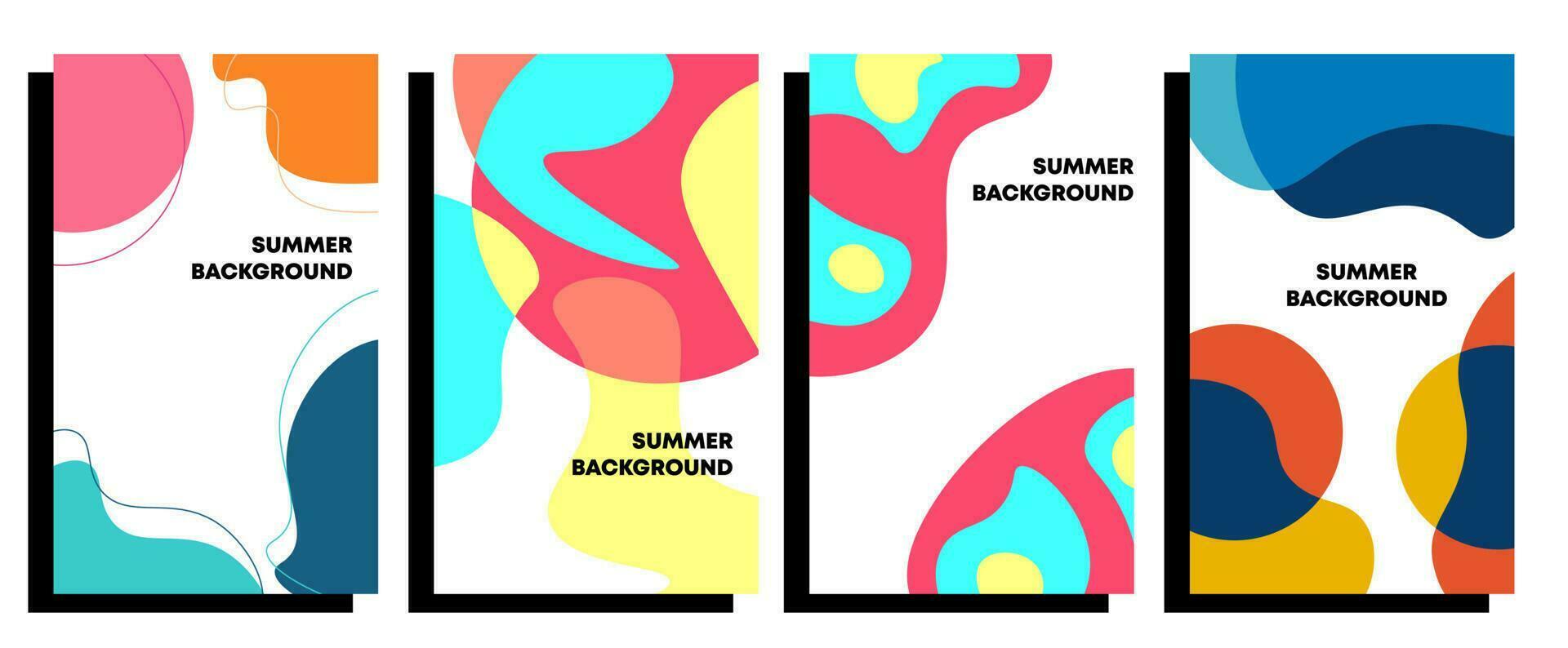 bunt Konzept von Sommer- Hintergrund. abstrakt Kunst Design mit Fluid, Linie, wellig, geometrisch Formen. Vorlagen zum Feier, Anzeigen, Marke, Banner, Abdeckung, Etikett, Poster, Der Umsatz vektor