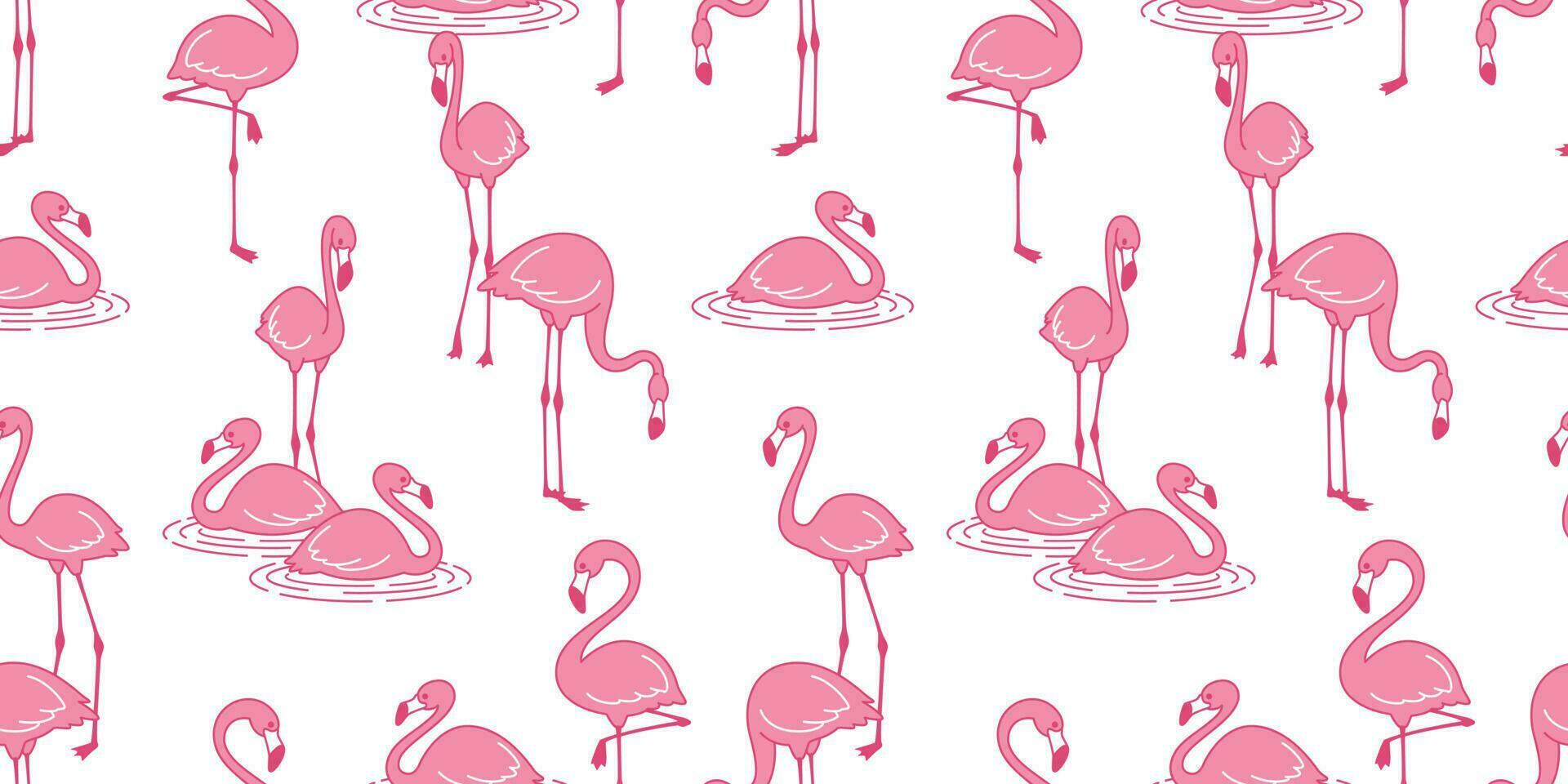 Flamingo nahtlos Muster Vektor Rosa Flamingos exotisch Vogel tropisch Sommer- Schal isoliert Fliese Hintergrund wiederholen Hintergrund Karikatur Illustration