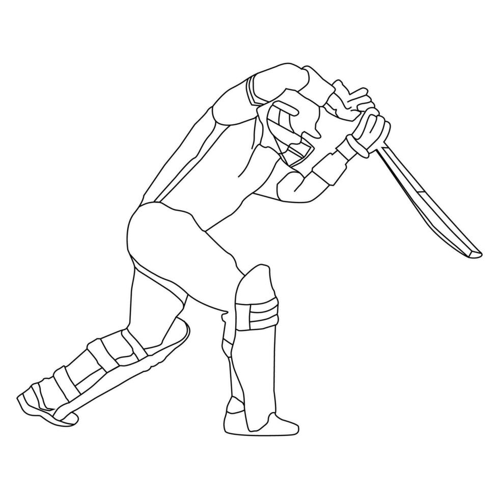 cricket spelare utgör linje konst vektor illustration