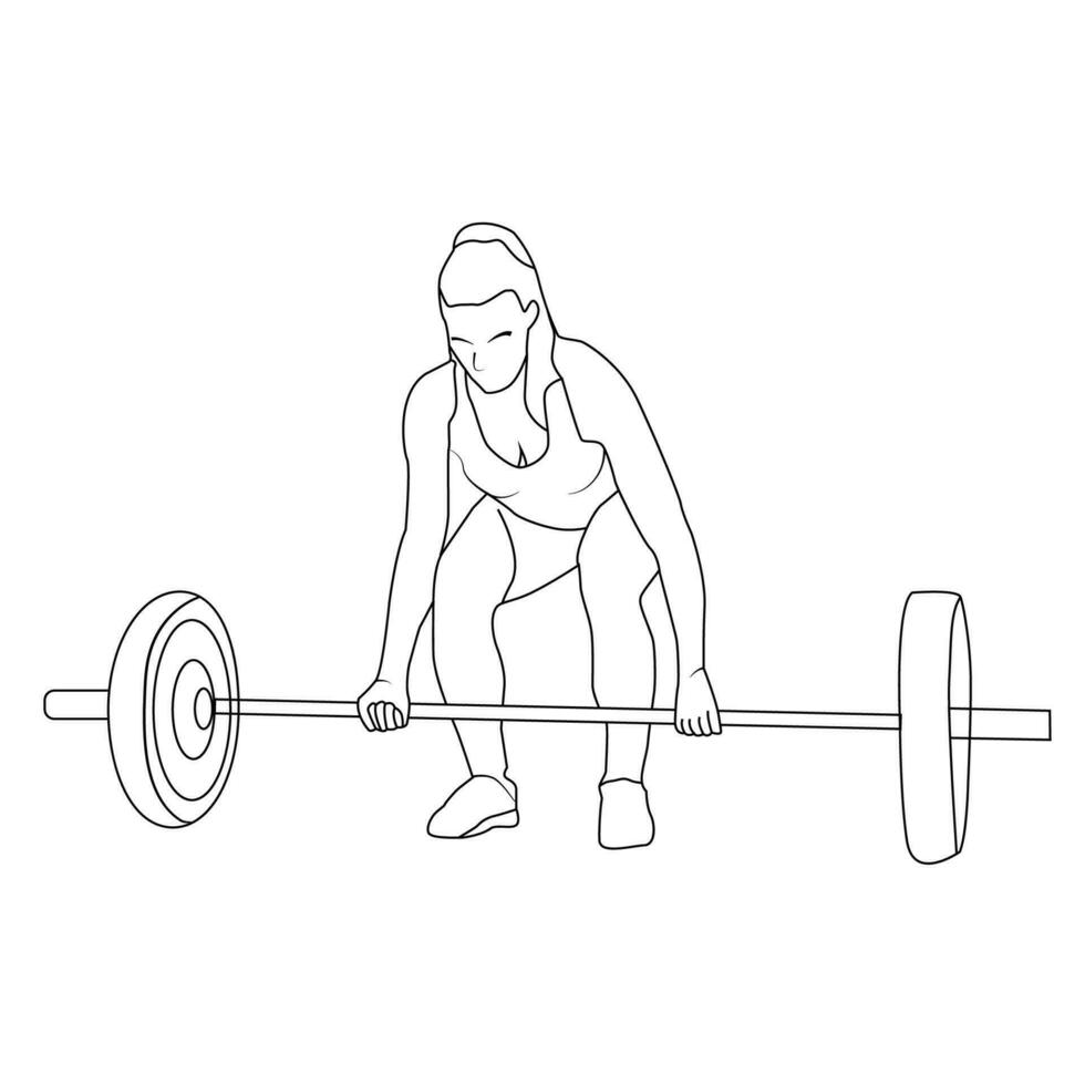 flicka håller på med Gym med burble linje konst illustration vektor