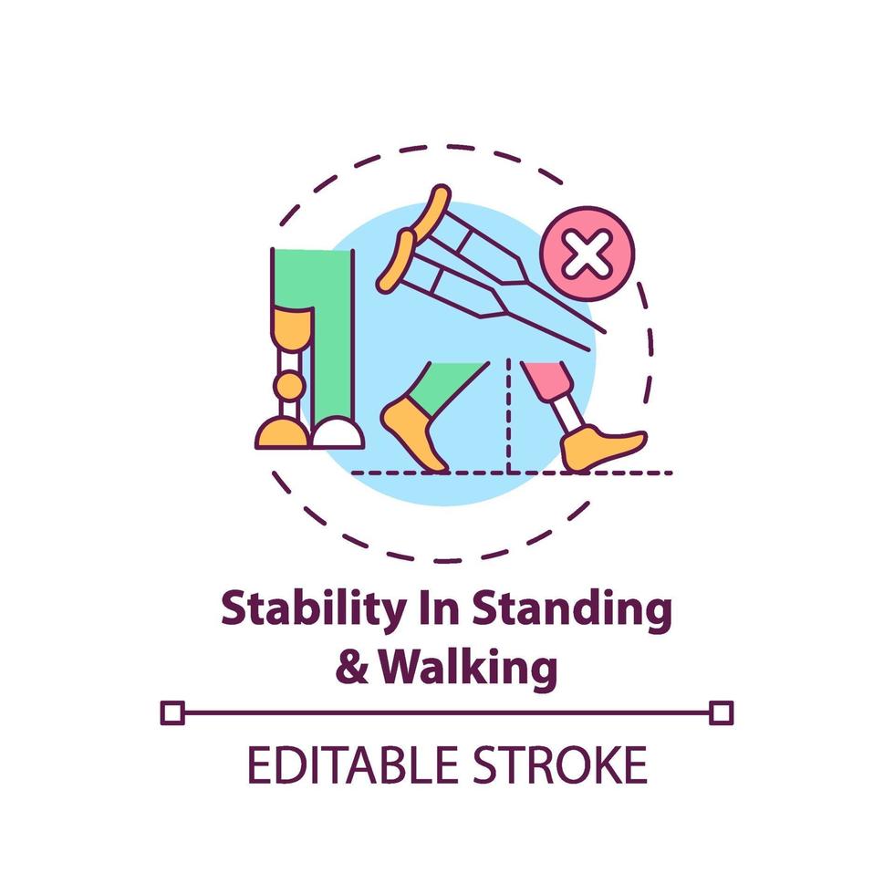 Stabilität im Stehen und Gehen Konzeptikone vektor
