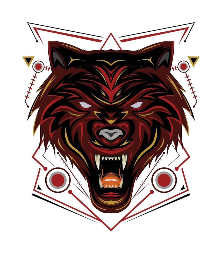 rotes Wolfslogo, Wolfsvektor, Hauptwolfillustration für T-Shirt, Wanddekoration, Telefonkasten und anderes Design vektor