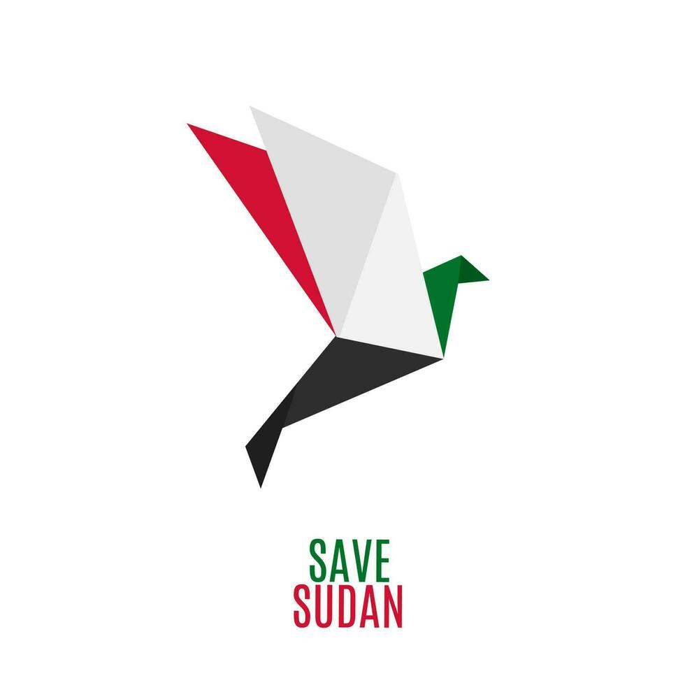 Illustration Vektor von Origami Taube, rette Sudan, hör auf Konflikt, perfekt zum Protest, Plakat usw