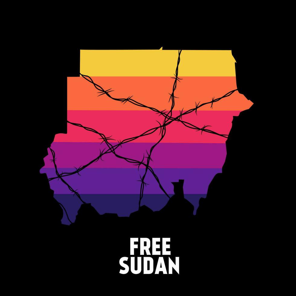 Illustration Vektor von kostenlos Sudan, Sudan Karte im Sonnenuntergang, perfekt zum Druck, Banner, Poster usw