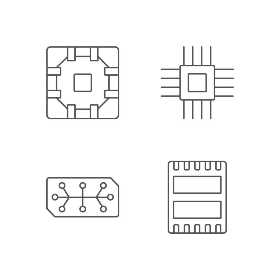 Mikroschaltungen lineare Symbole eingestellt vektor