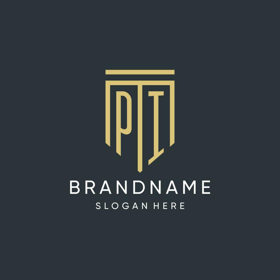 Pi Monogramm mit modern und Luxus Schild gestalten Design Stil vektor