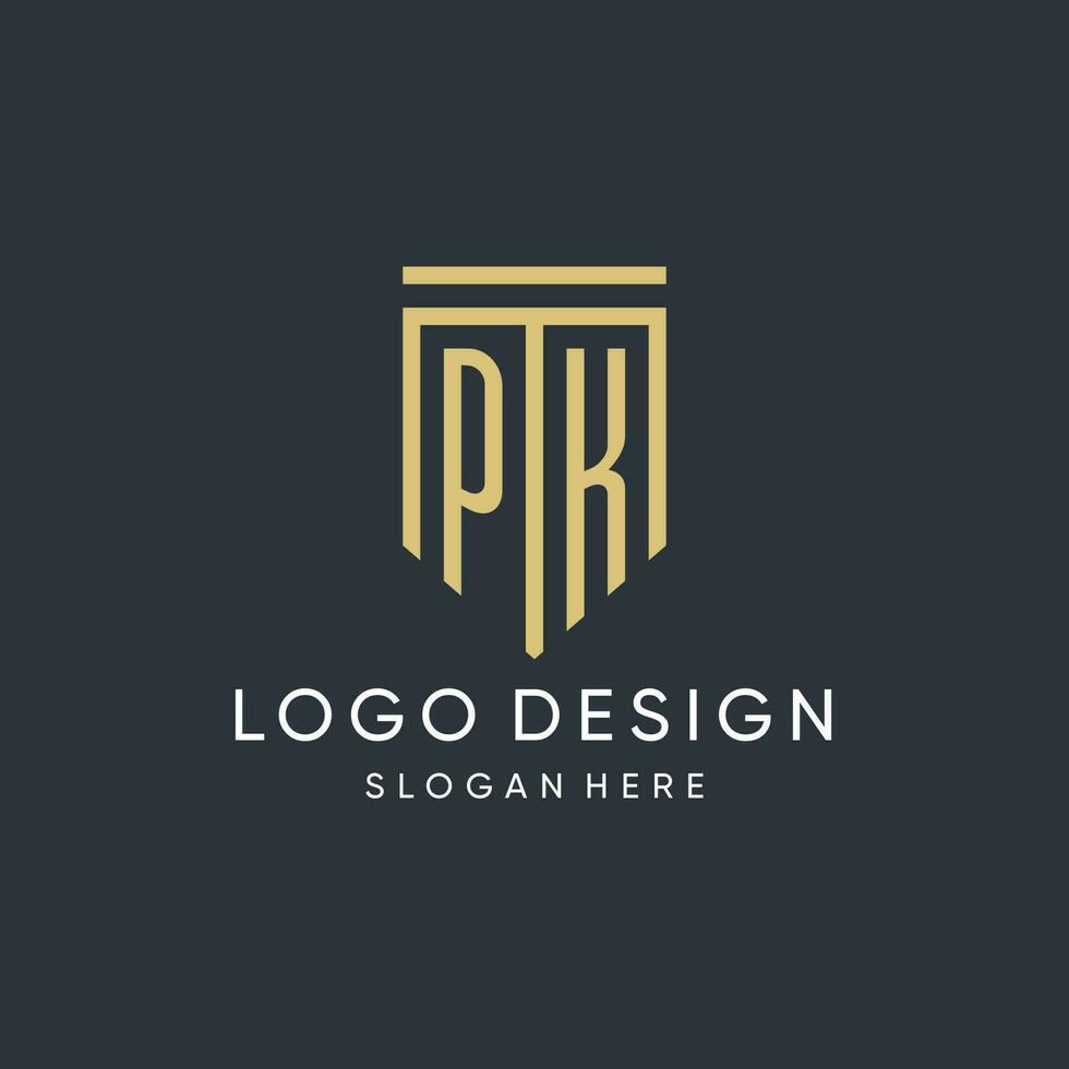 pk Monogramm mit modern und Luxus Schild gestalten Design Stil vektor