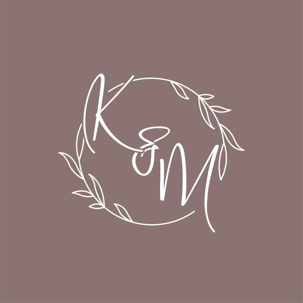 km Hochzeit Initialen Monogramm Logo Ideen vektor