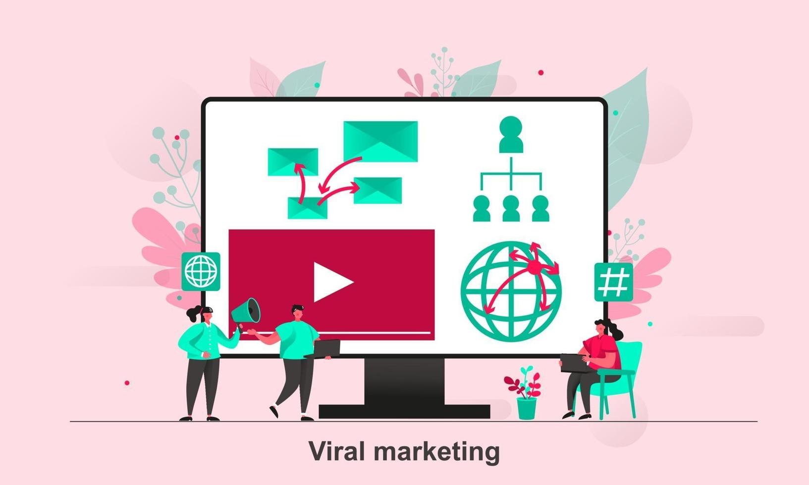 virales Marketing-Webkonzeptdesign in der flachen Artvektorillustration vektor