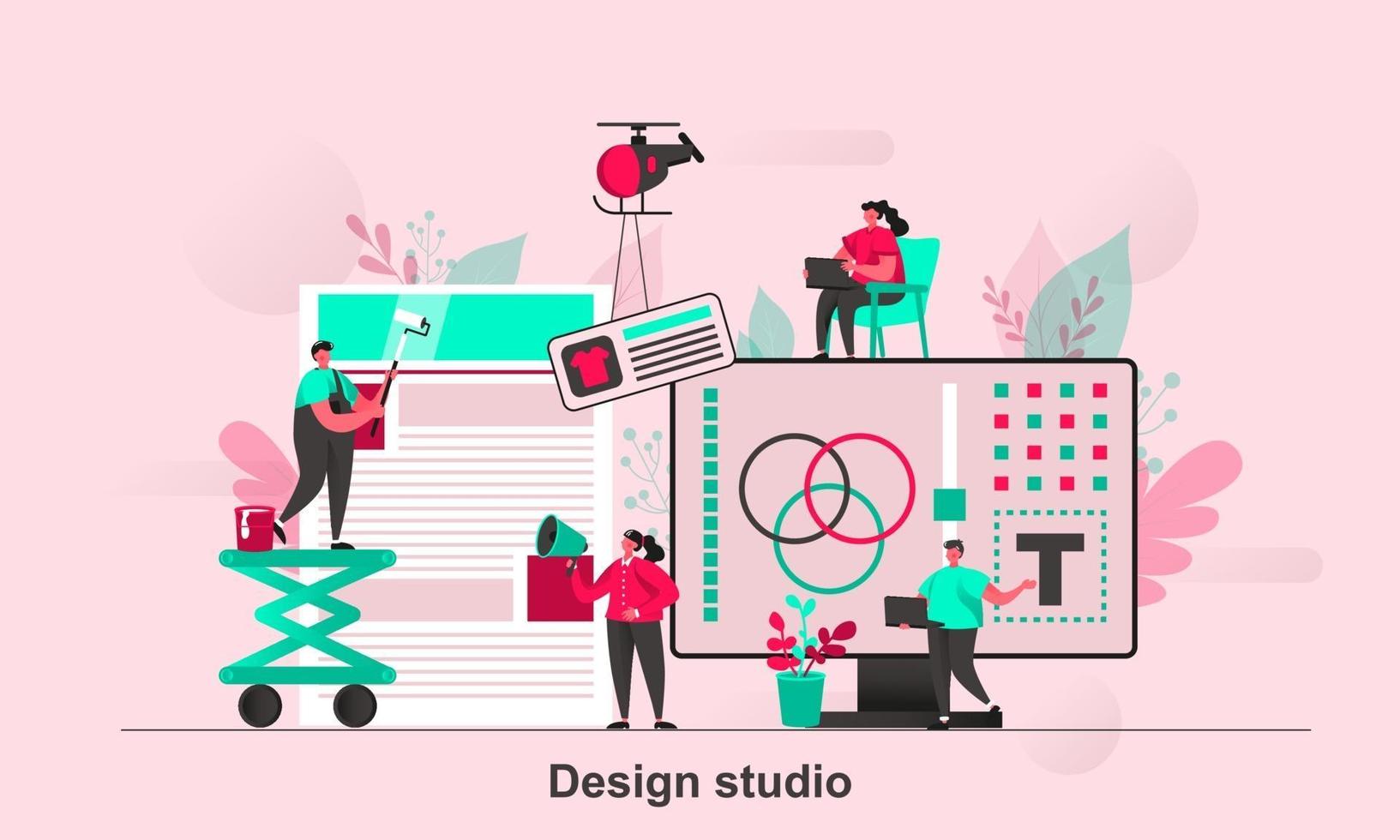 design studio webb konceptdesign i platt stil vektorillustration vektor