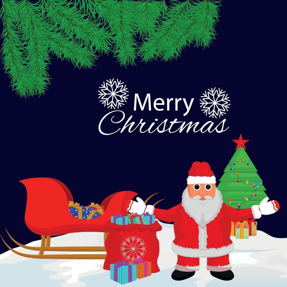 Frohe Weihnachten Einladung Grußkarte mit Vektor-Illustration von Santa Clous vektor