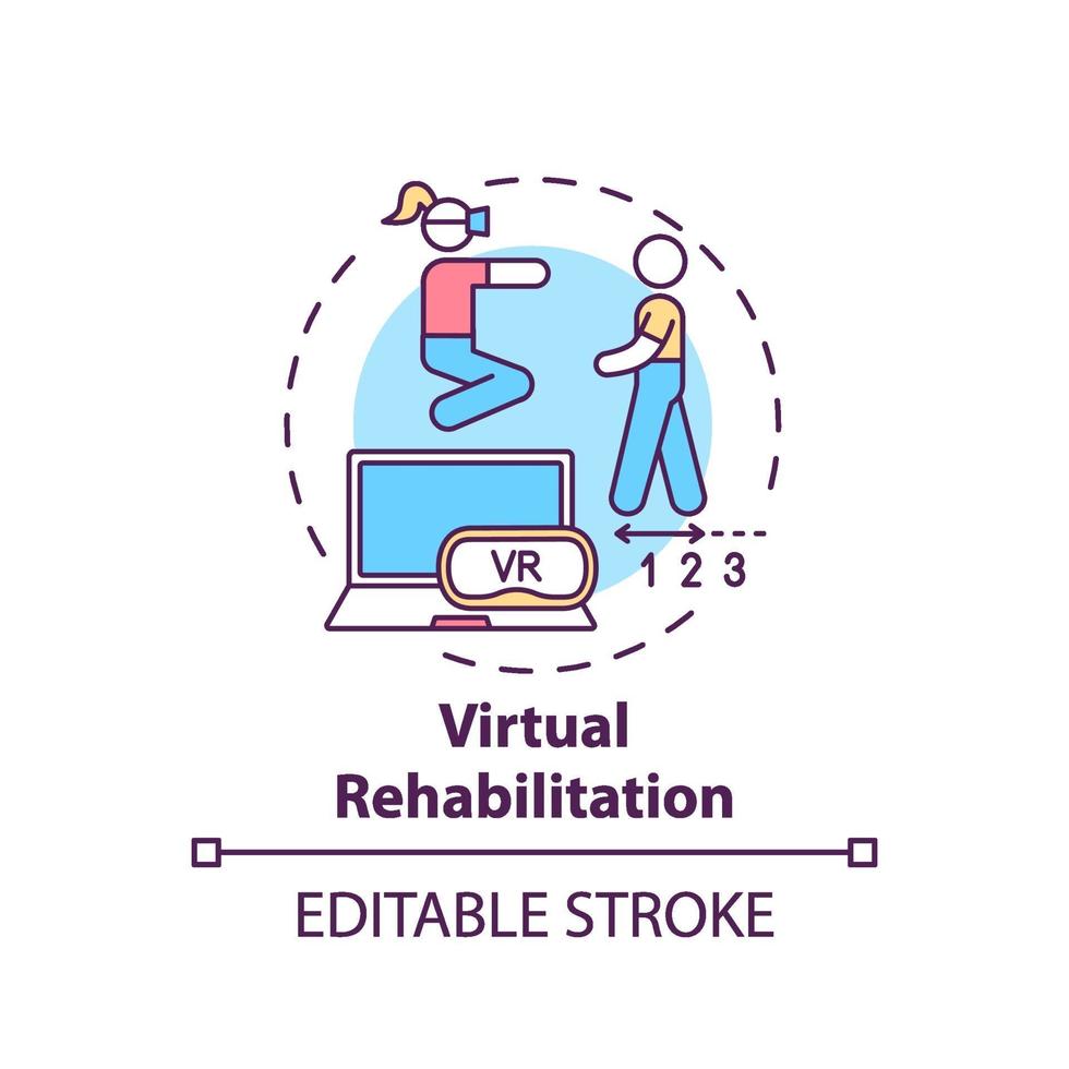 Symbol für das Konzept der virtuellen Rehabilitation vektor